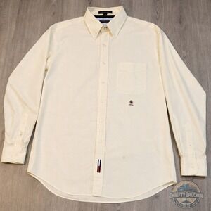 Tommy Hilfiger Mens Button Down Shirt Yellow Oxford Classic Fit Size L 16-34/35